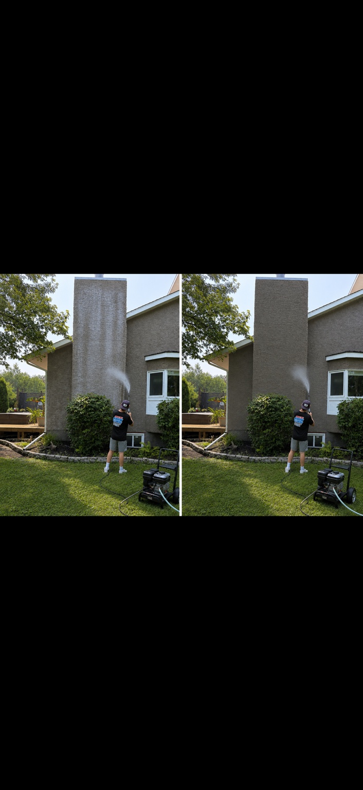 Before and after exterior washing comparison